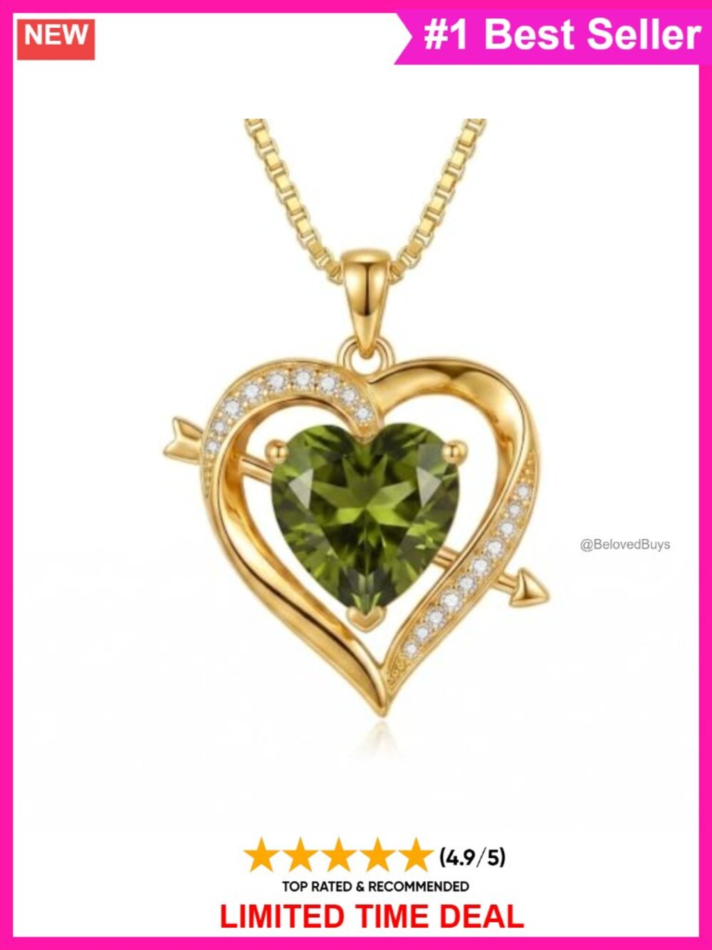 14K Gold Plated Birthstone Necklace Cubic Zirconia Pendant
